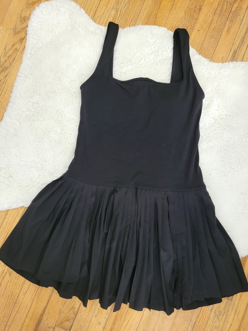 aerie Black Pleated Mini Dress
